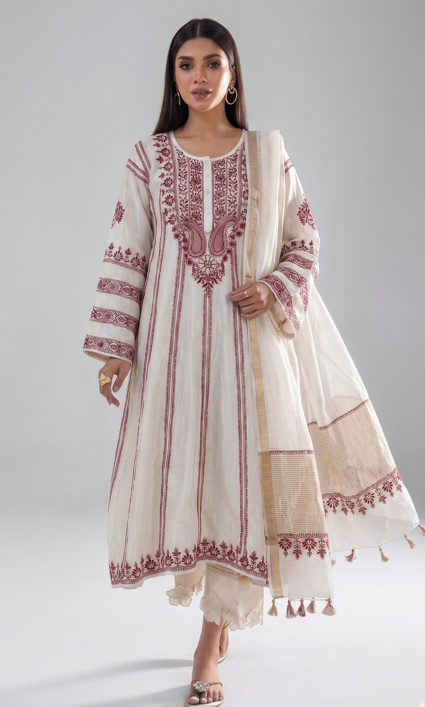 Chikankari And Sequins On Chanderi Silk · 36 Artisan Hours of work · The Begum Edit