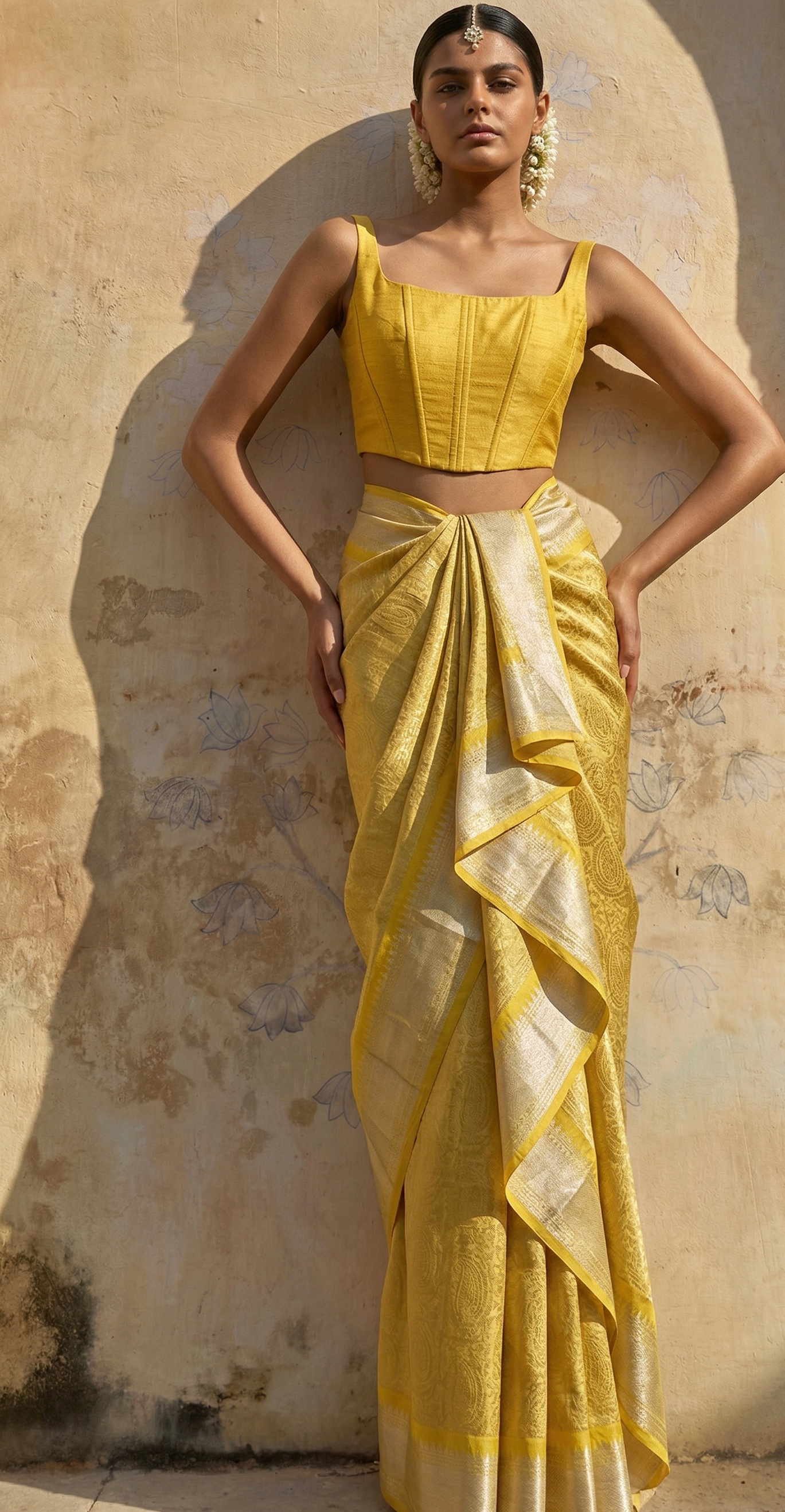Zari Golden Weaving On Khaddi Georgette Banarasi · 20 Artisan Hours of work · The Zari Edit