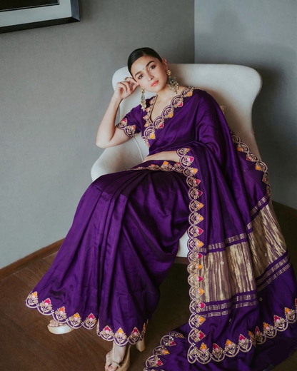 Zardozi Gotta Patti And Pearl On Gajji Silk Lakdi Patta · 52 Artisan Hours of work · The Nazakat Edit