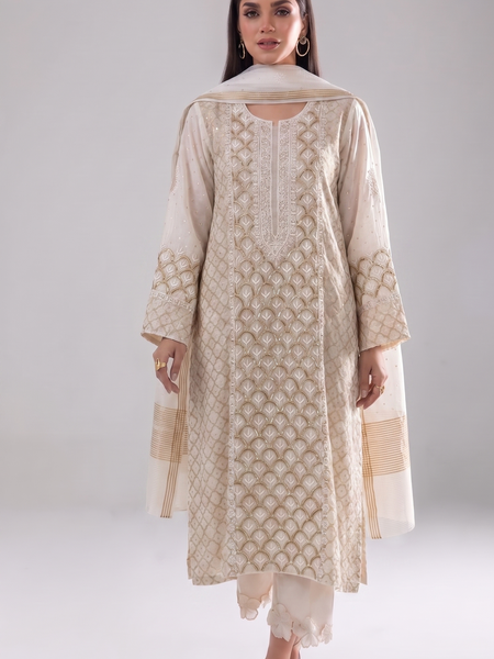 Elegant Pure Mul Chanderi Kurta Dupatta Set With Zari Katdana & Sequin Work