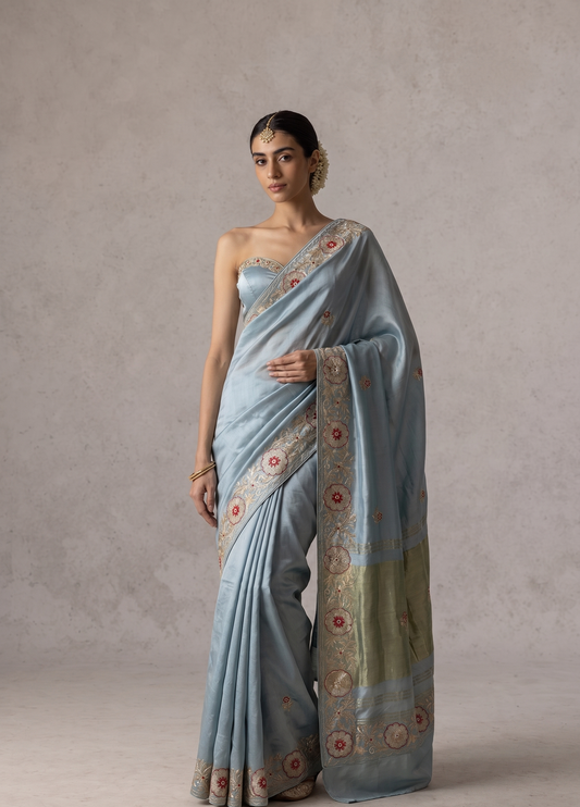 Zardozi And Resham On Gajji Silk Lakdi Patta · 44 Artisan Hours of work · The Shringar Edit