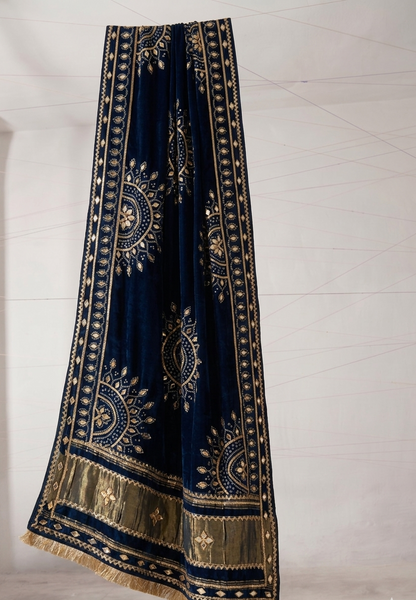 Royal Mandala Gajji Silk Dupatta With Sikhiya Gota Patti Work