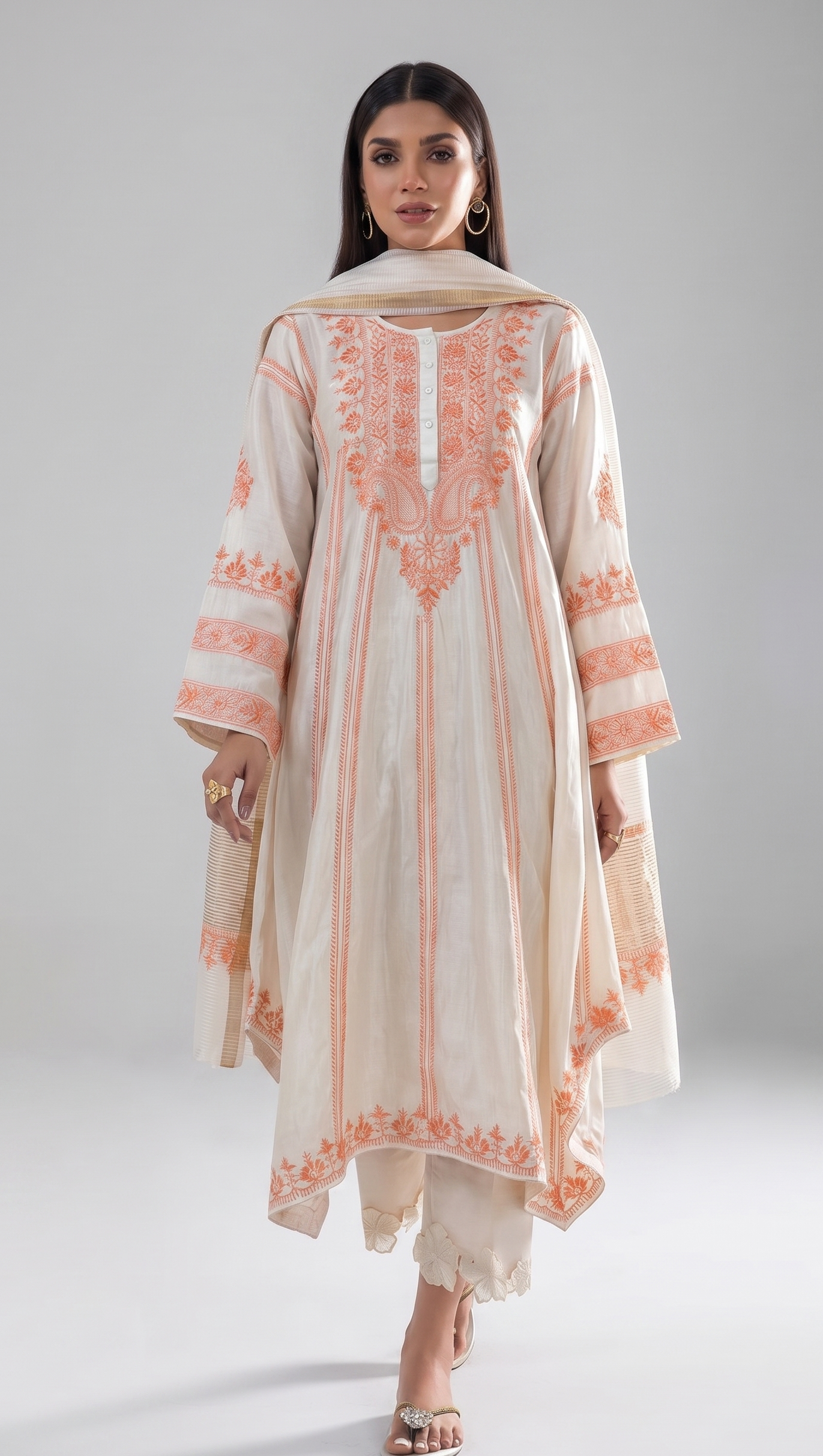 Chikankari And Sequins On Chanderi Silk · 36 Artisan Hours of work · The Begum Edit