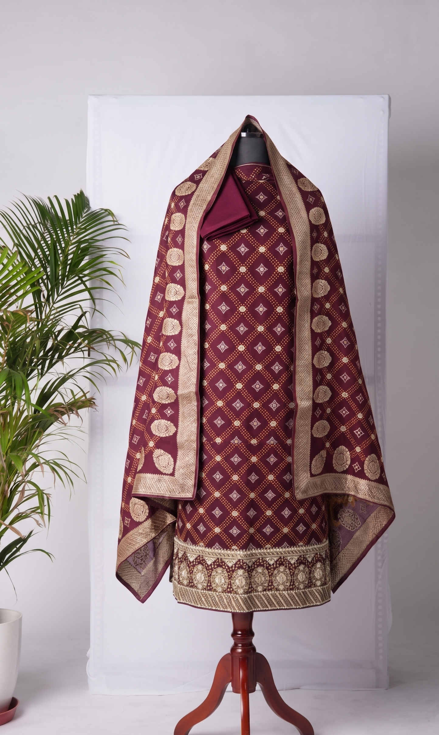 Zardozi Gotta Patti And Pearl On Munga Silk Banarasi Bandhani · 44 Artisan Hours of work · The Imambara Edit
