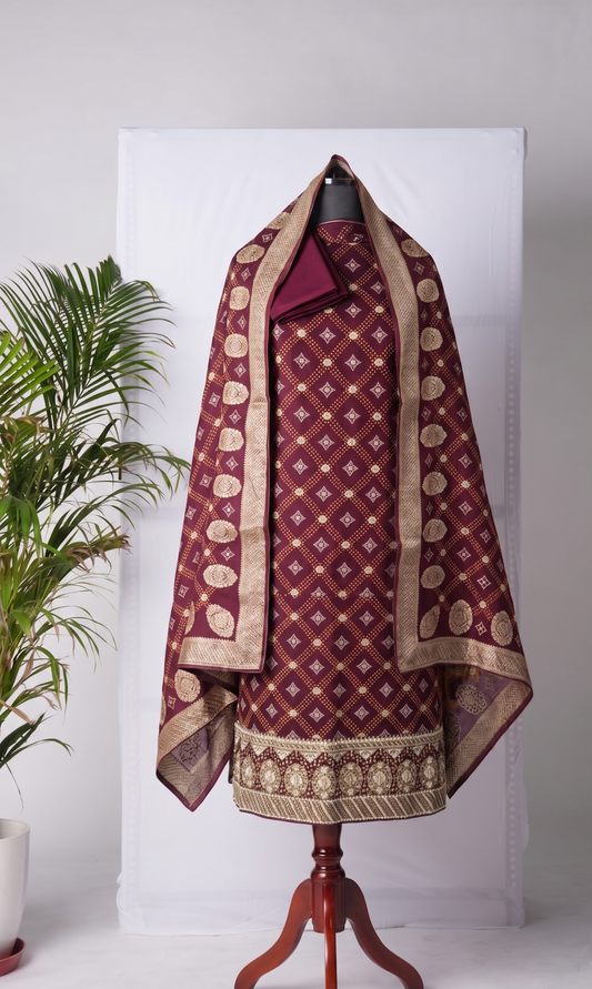 Zardozi Gotta Patti And Pearl On Munga Silk Banarasi Bandhani · 44 Artisan Hours of work · The Imambara Edit