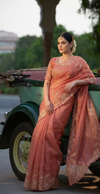 Pittan Embroidery Floral On Soft Organza Silk · 40 Artisan Hours of work · The Zari Edit
