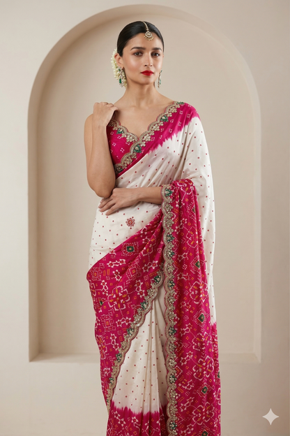 Zardozi And Pearl On Pure Munga Silk Patola · 48 Artisan Hours of work · The Noor Edit