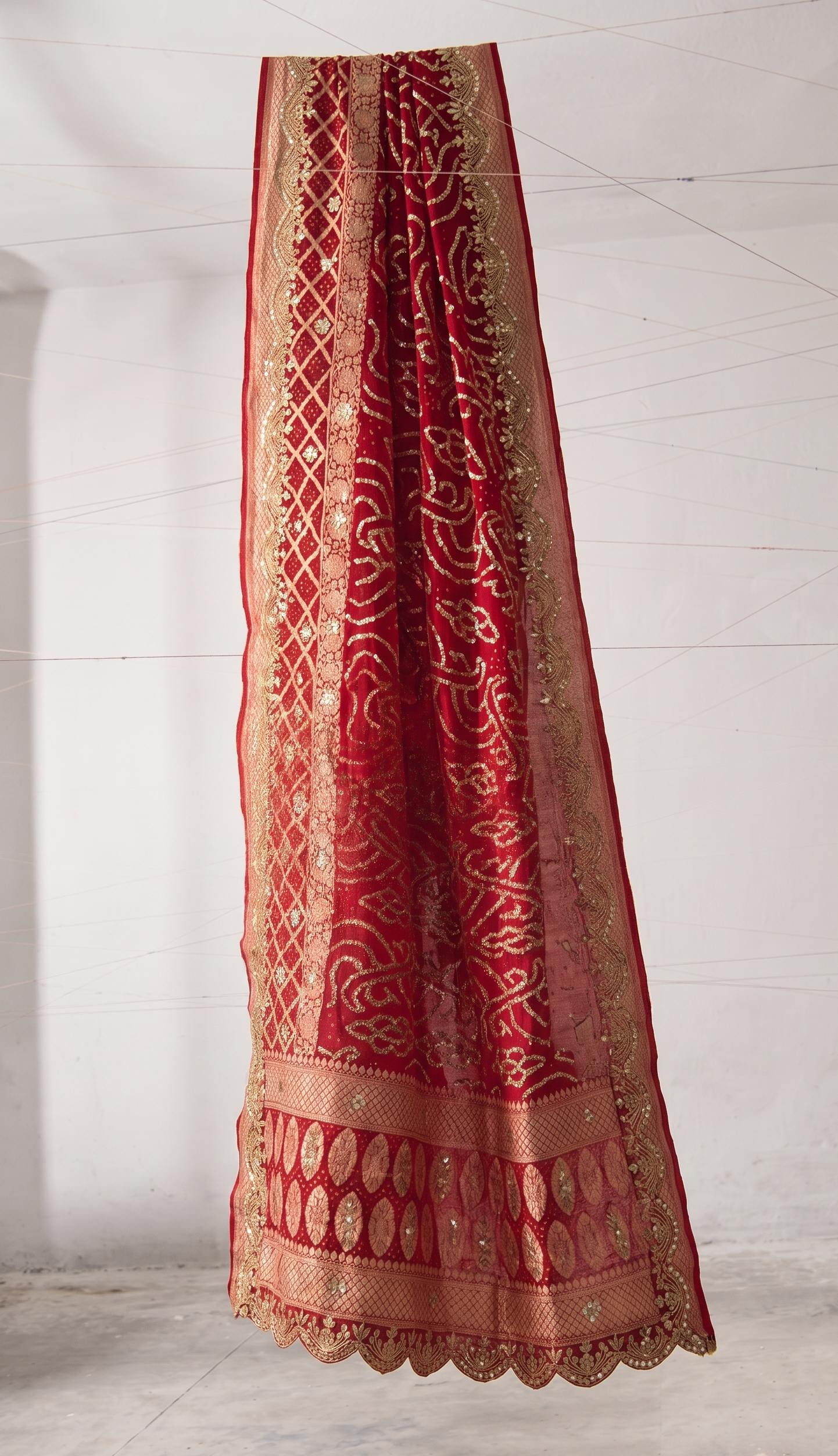 Bridal Royale Pure Khaddi Georgette Dupatta With Heavy Gotta Patti Jaal Handwork