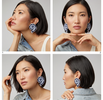 High Tide Big Blue Shell Earrings with Pearl Beads