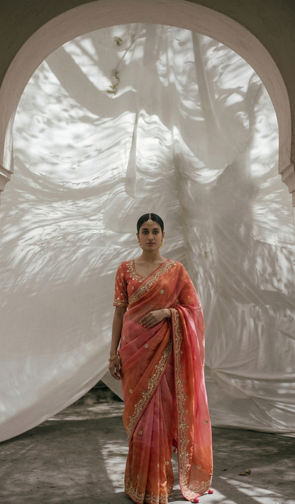 Zardozi Floral And Stone On Cosmo Munga Silk · 72 Artisan Hours of work · The Riwaayat Edit