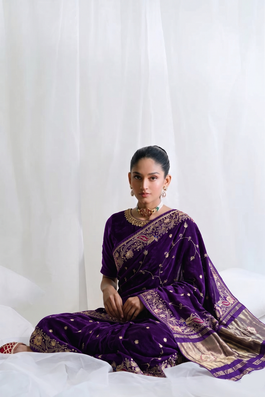 The Neelambari · Pure Gajji Silk Saree With Heritage Zardozi And Resham Hand Embroidery