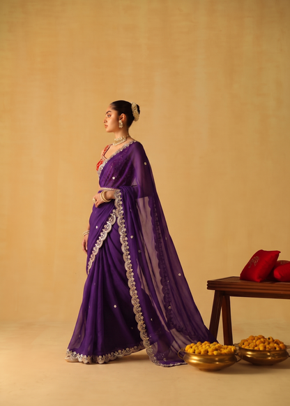Gotta Patti Kasab And Kutdana On Pure Chiffon · 40 Artisan Hours of work · The Meher Edit