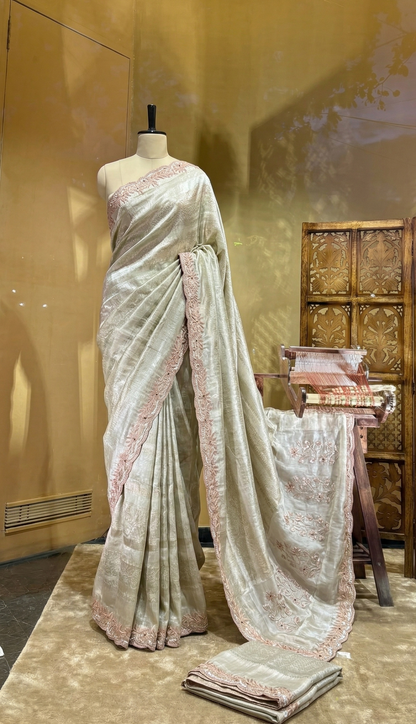 Zardozi And Pearl On Pure Khaddi Georgette Banarasi · 52 Artisan Hours of work · The Shringar Edit