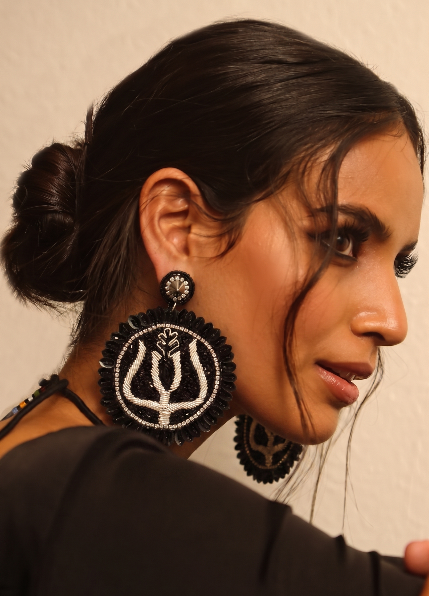 The Trishul Mandala Earrings With Black Bead Detailing
