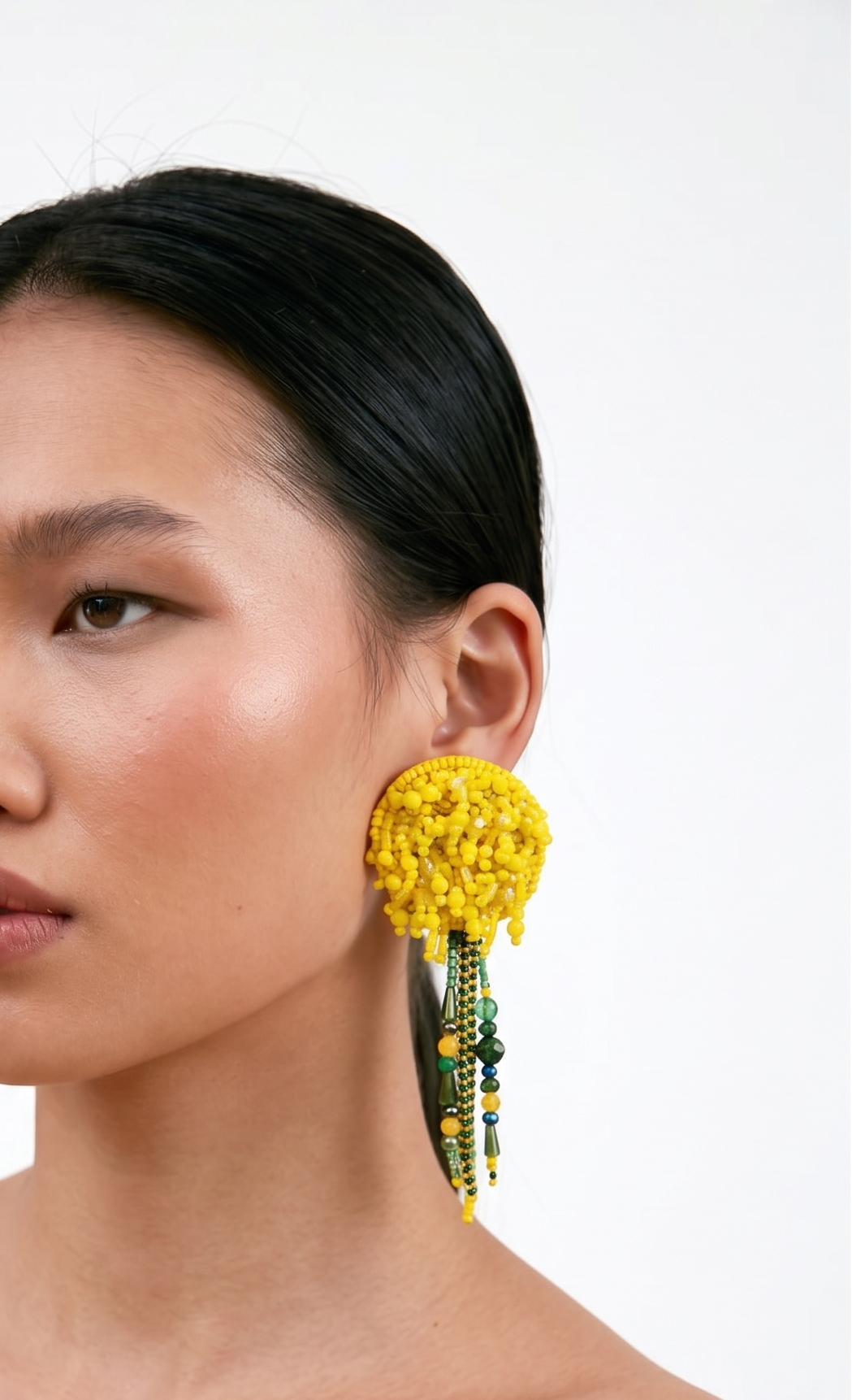 Aurora Bright Yellow Dandelion Earrings With Citrine Crystal Detailing