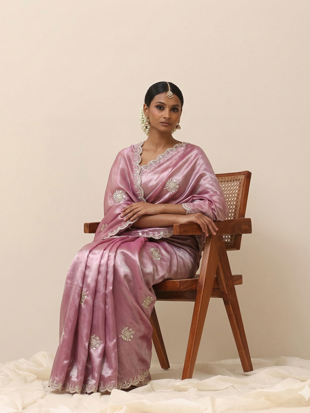 Pure Tissue Handloom Silk Saree With Zardozi Gotapatti Border Work