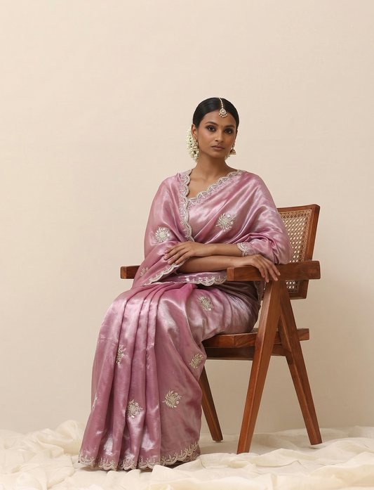 Zardozi And Gotta Patti On Pure Tissue Handloom Silk · 56 Artisan Hours of work · The Zari Edit