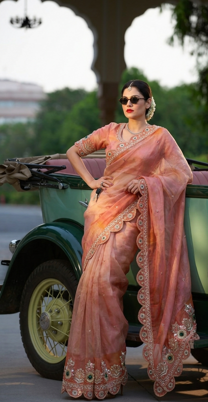 Zardozi And Stone On Tissue Cosmo Munga Silk · 68 Artisan Hours of work · The Shringar Edit
