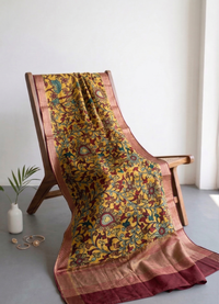 Elegant Crepe Silk Saree with Artistic Digital Floral & Bird Design