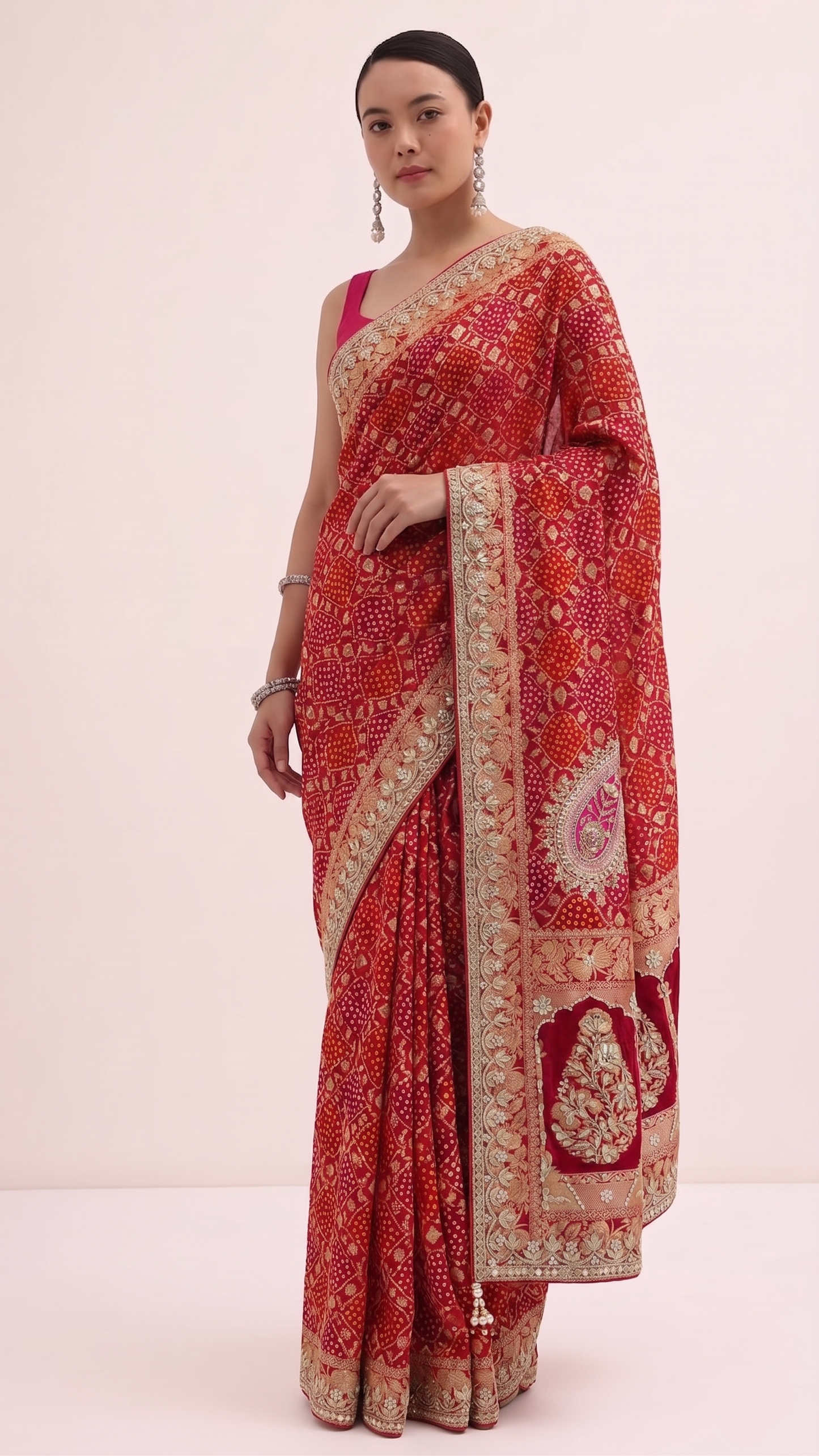 Zardozi Gotta Patti Pearl And Sequins On Khaddi Georgette Banarasi · 68 Artisan Hours of work · The Mehfil Edit