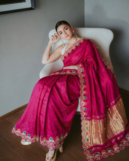 Zardozi Gotta Patti And Pearl On Gajji Silk Lakdi Patta · 52 Artisan Hours of work · The Nazakat Edit