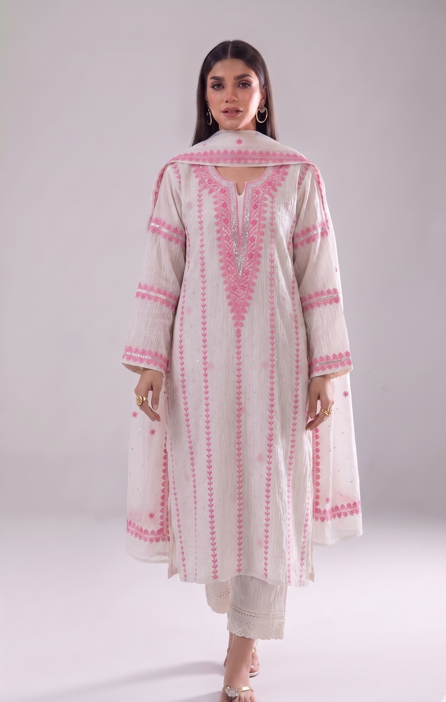Sequins And Katdana On Pure Mul Chanderi · 24 Artisan Hours of work · The Lucknowi Noor Edit