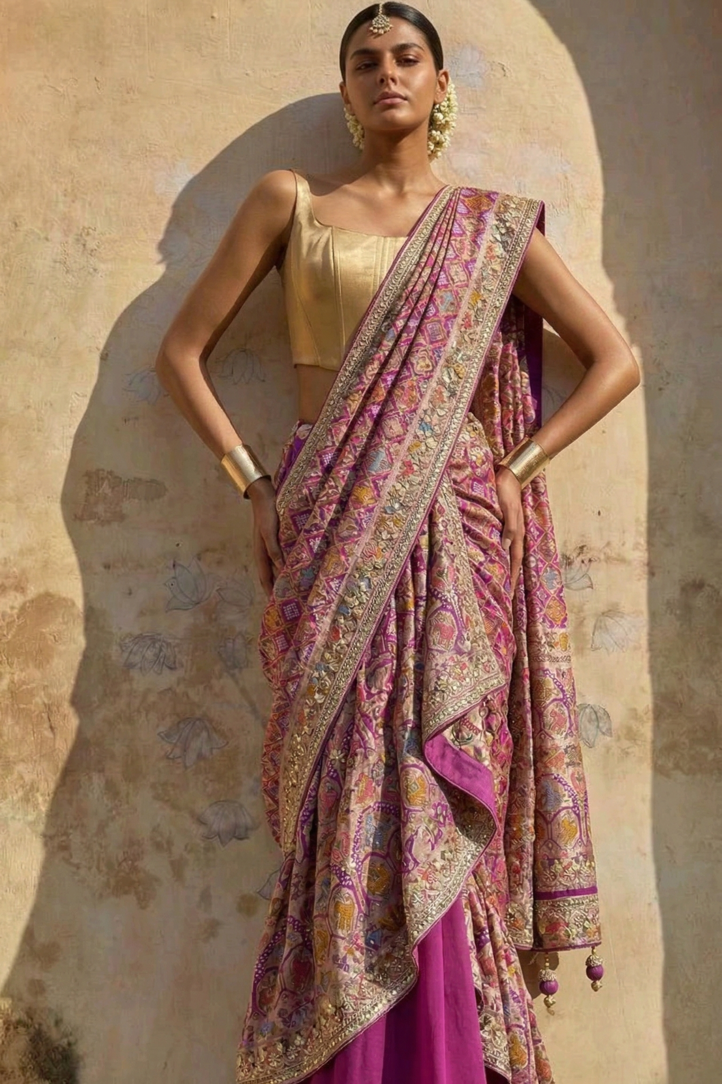 Zardozi And Gotta Patti On Crepe Georgette Banarasi · 56 Artisan Hours of work · The Virasat Edit
