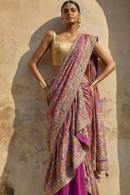 Zardozi And Gotta Patti On Crepe Georgette Banarasi · 56 Artisan Hours of work · The Virasat Edit