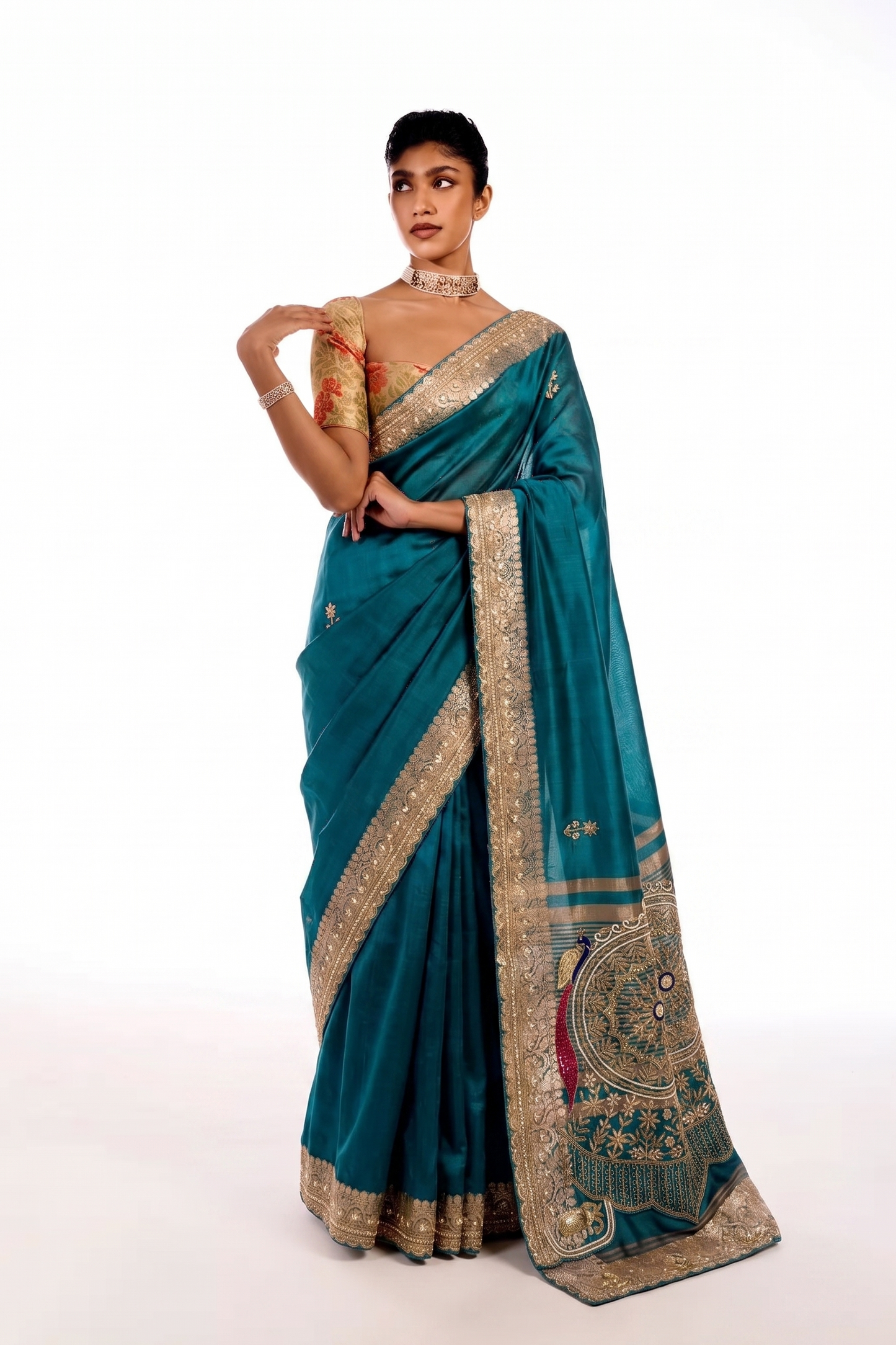 Zardozi Kutdana And Pearl On Tissue Silk Banarasi · 68 Artisan Hours of work · The Noor Edit