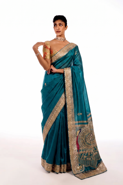 Zardozi Kutdana And Pearl On Tissue Silk Banarasi · 68 Artisan Hours of work · The Noor Edit