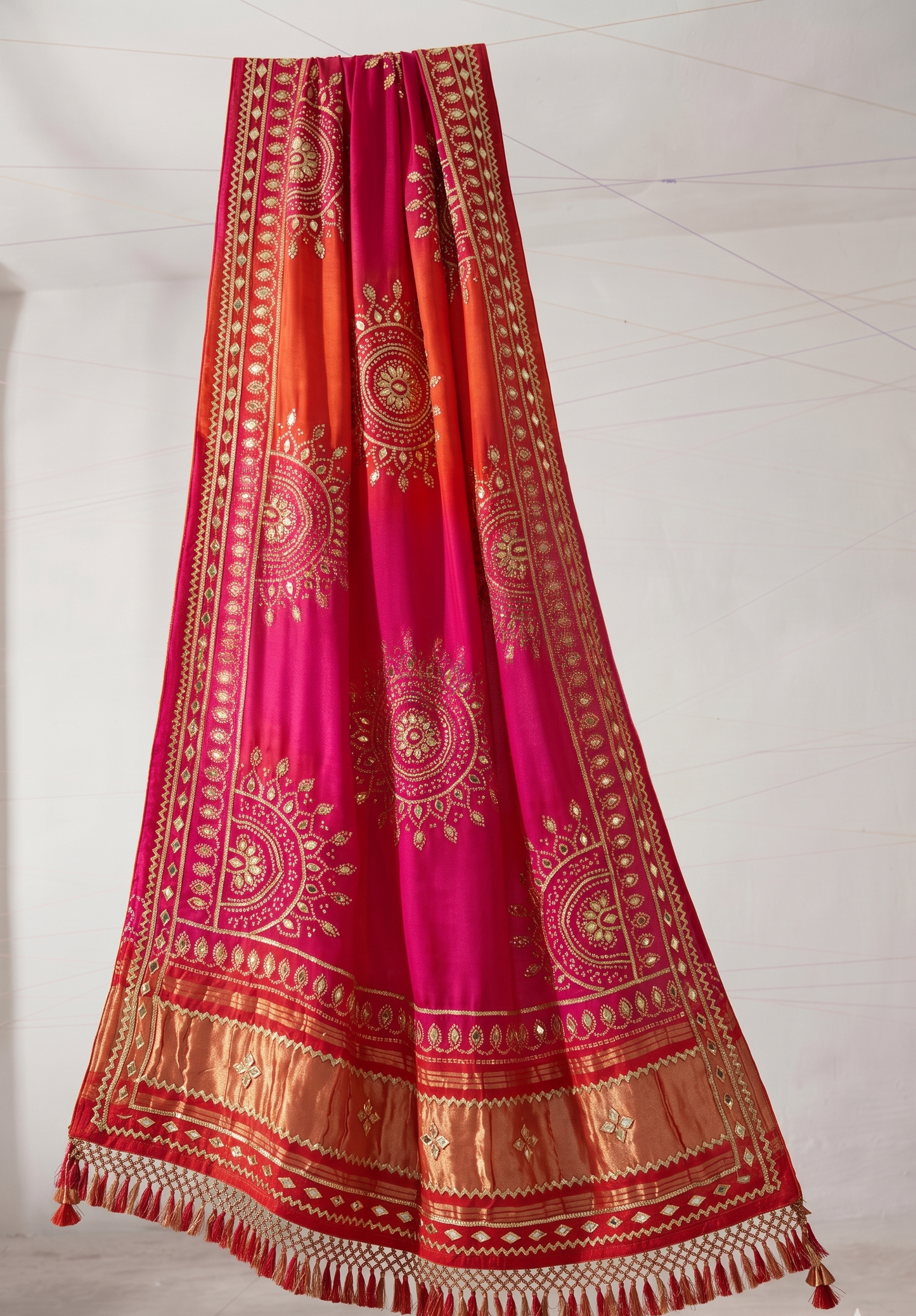 Royal Mandala Gajji Silk Dupatta With Sikhiya Gota Patti Work