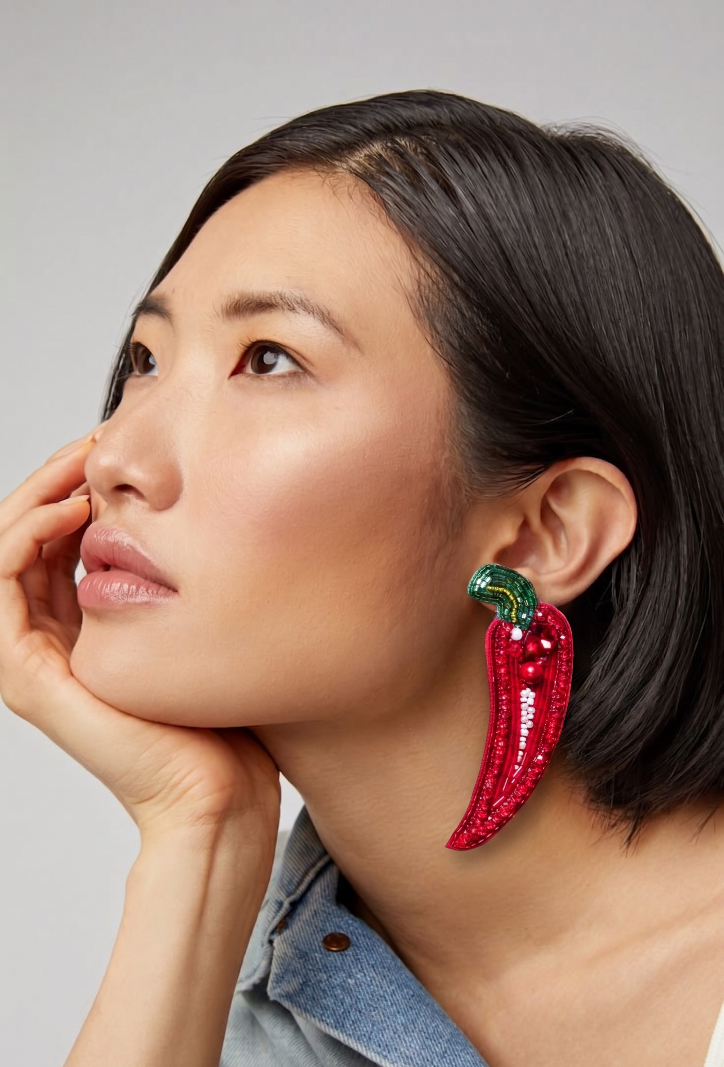 Hot Red Chic Chilli Earrings with Bugle Beads