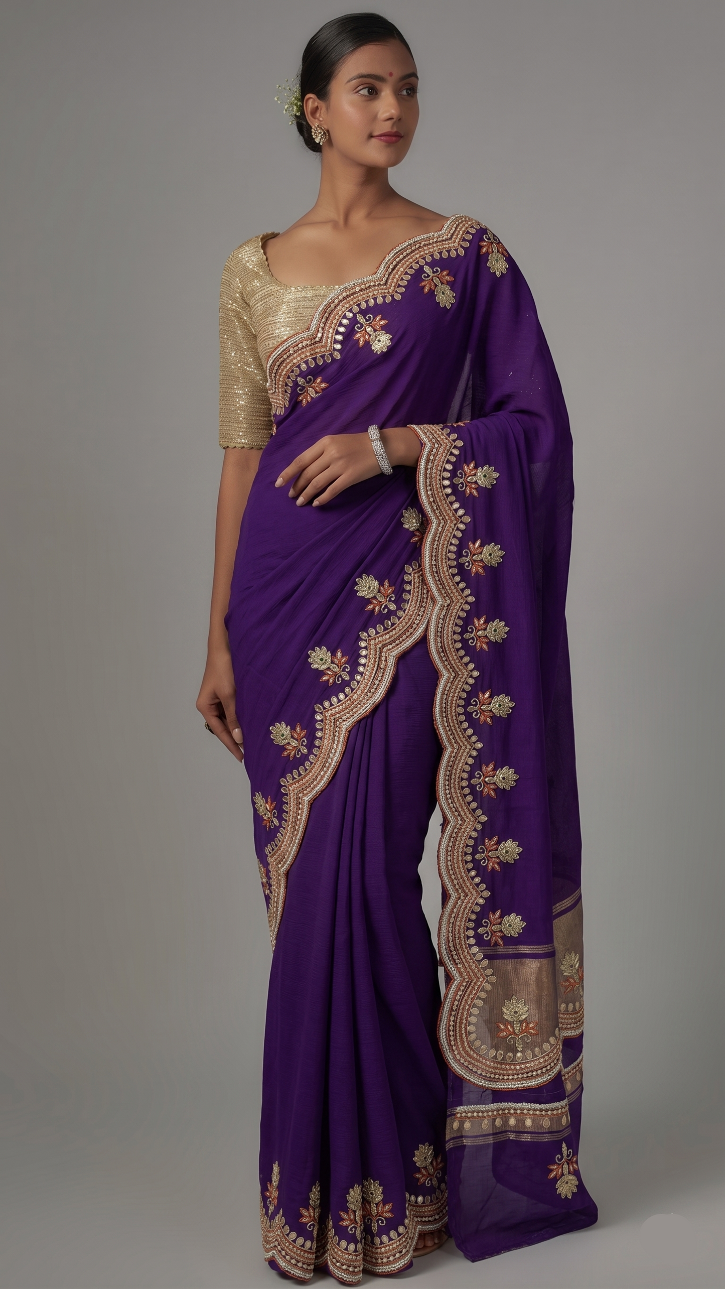 Zardozi Gotta Patti And Kutdana On Munga Silk Lakdi Patta · 52 Artisan Hours of work · The Sunehri Edit