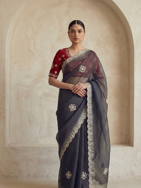 Elegant Tissue Silk Banarasi Saree With Zardozi & Gotapatti Handwork