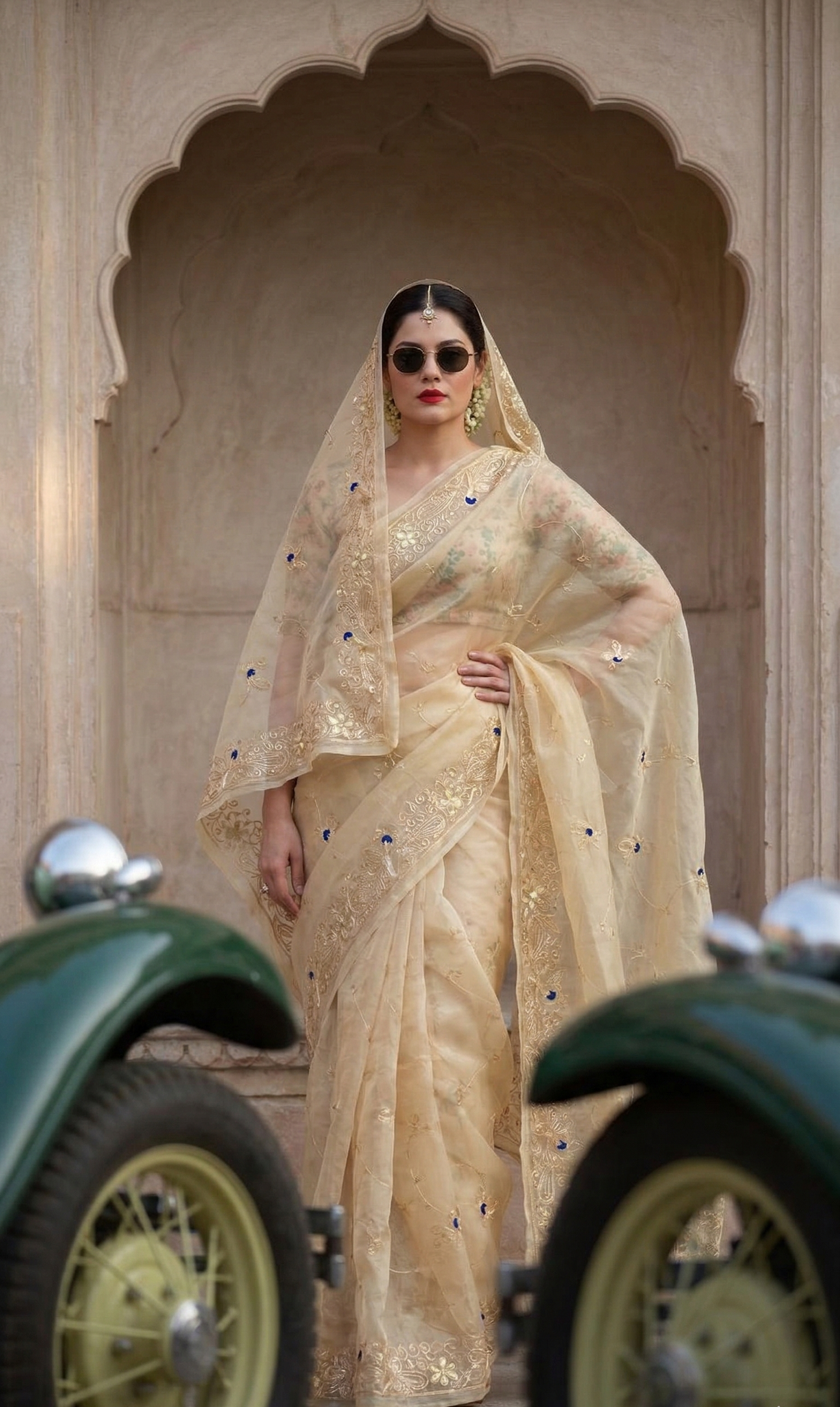 Peacock Resham Embroidery On Tissue Organza Silk · 40 Artisan Hours of work · The Noor Edit