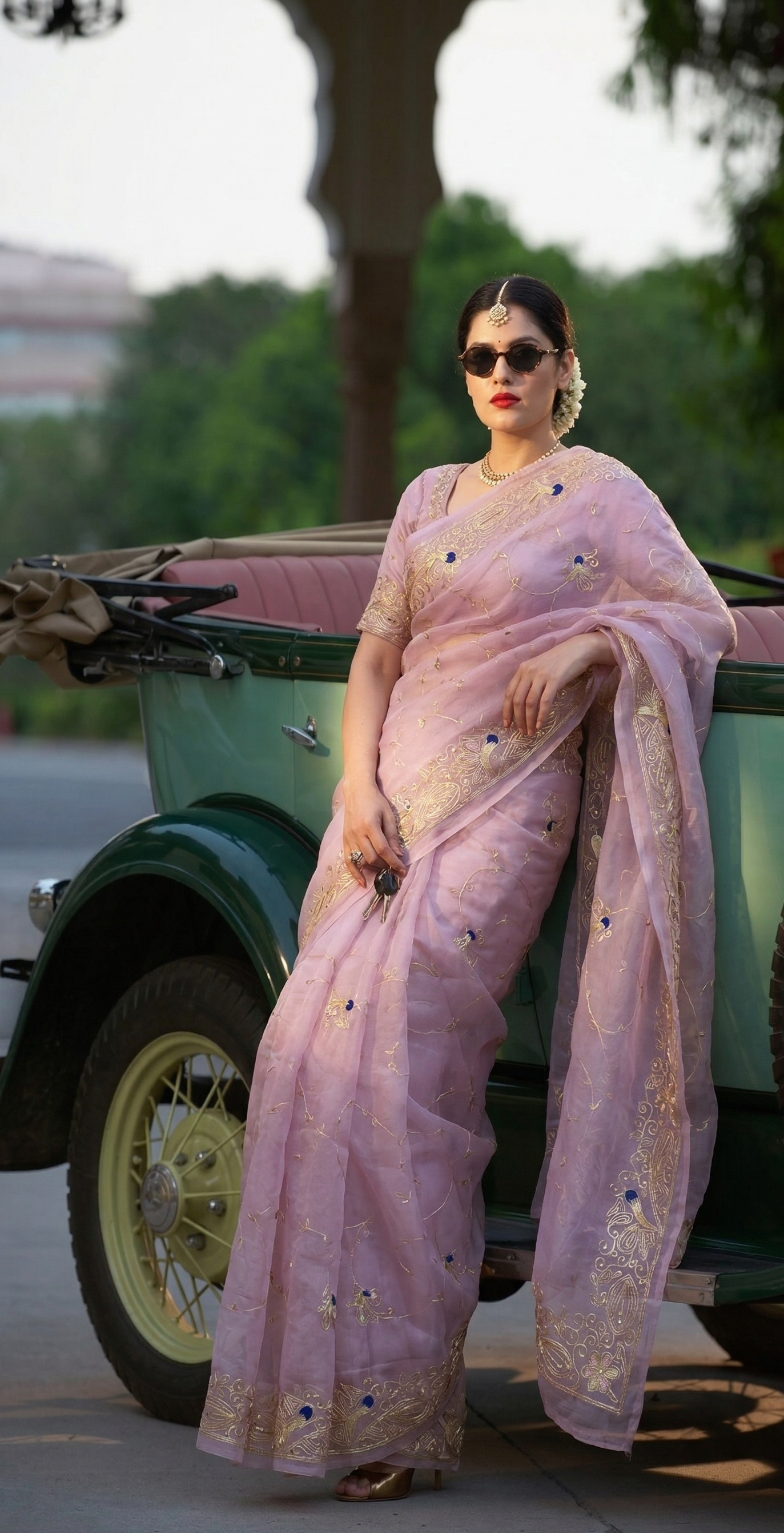 Peacock Resham Embroidery On Tissue Organza Silk · 40 Artisan Hours of work · The Noor Edit