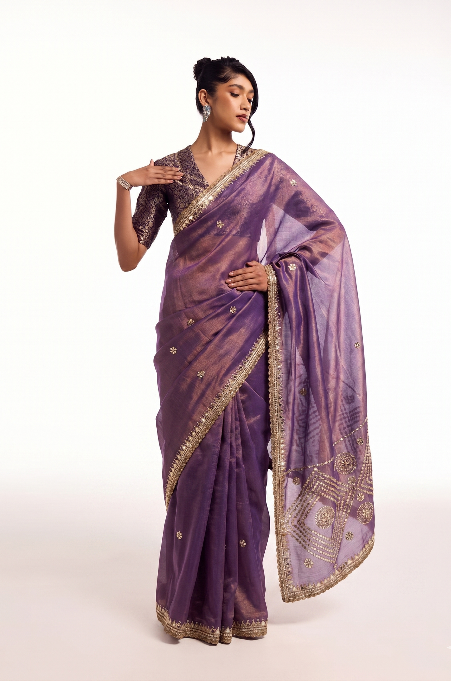 Gotta Patti Pearl And Zardozi On Cosmo Munga Silk · 54 Artisan Hours of work · The Gulnaar Edit