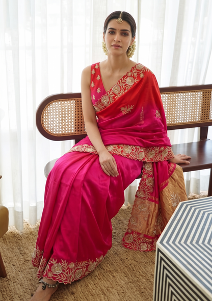 Zardozi And Kasab On Gajji Silk Banarasi · 48 Artisan Hours of work · The Mehfil Edit