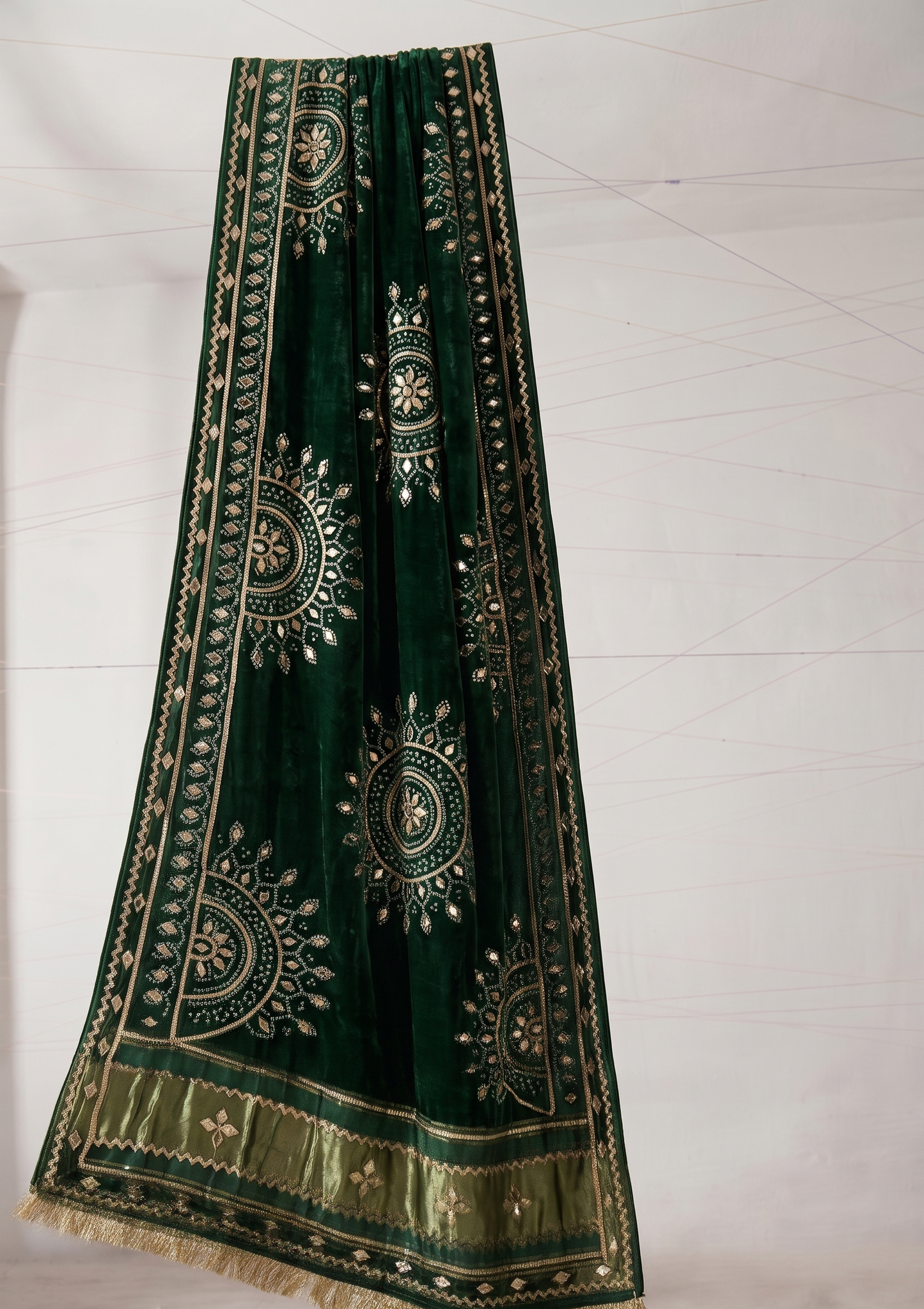 Royal Mandala Gajji Silk Dupatta With Sikhiya Gota Patti Work