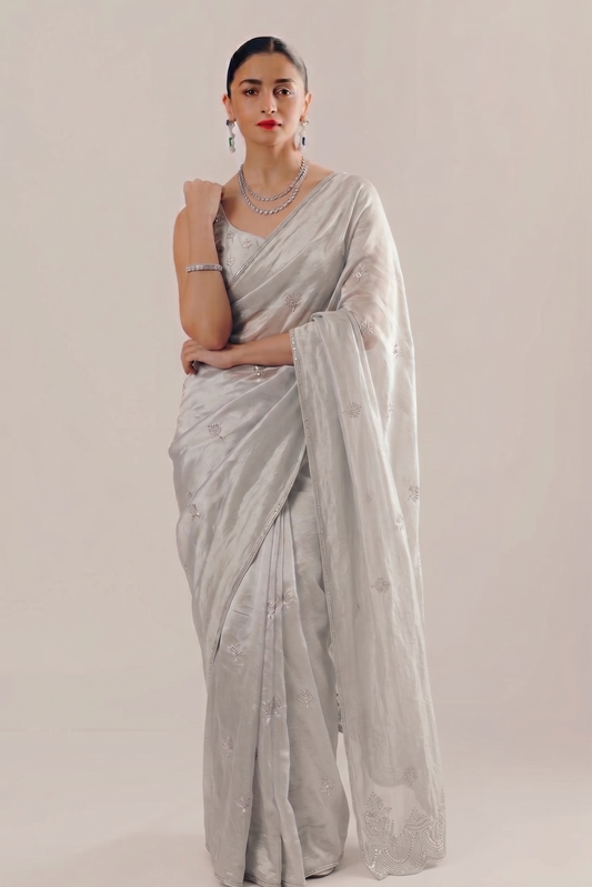 Zardozi Sequins And Pearl On Tissue Silk · 56 Artisan Hours of work · The Shringar Edit