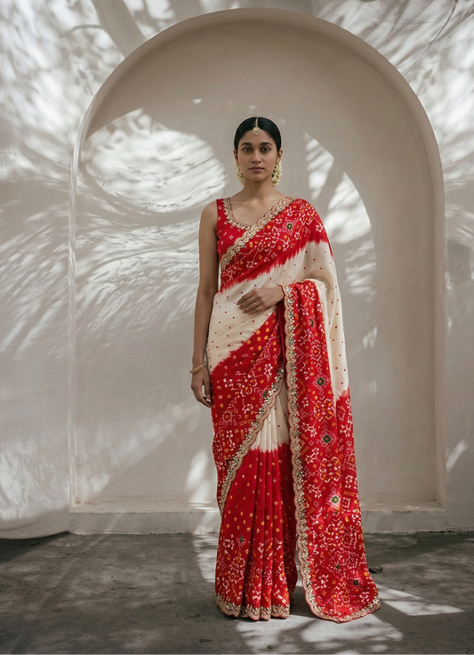 Zardozi And Pearl On Pure Munga Silk Patola · 48 Artisan Hours of work · The Noor Edit