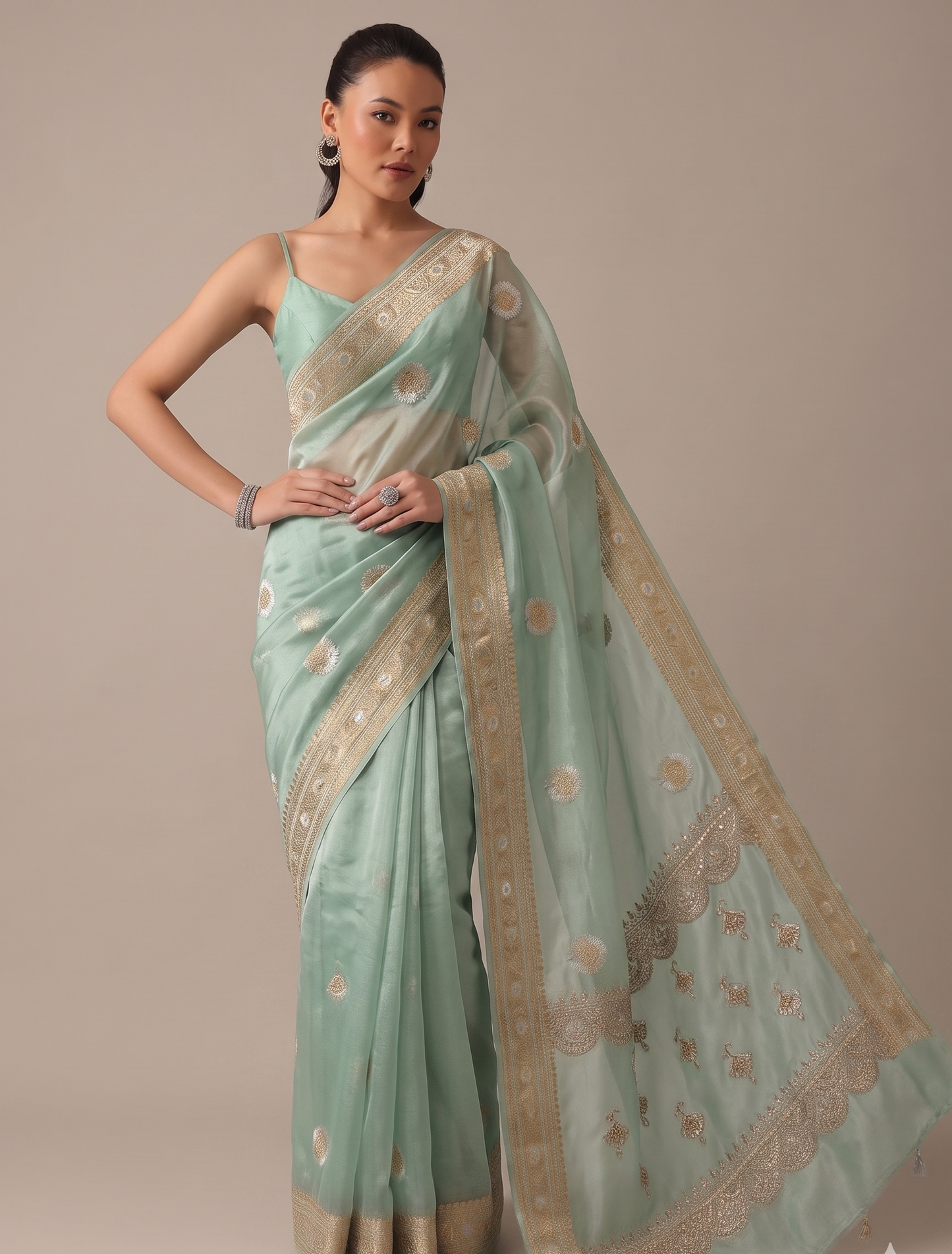 Gotta Patti Zardozi And Pearl On Tissue Banarasi Silk · 60 Artisan Hours of work · The Zari Edit