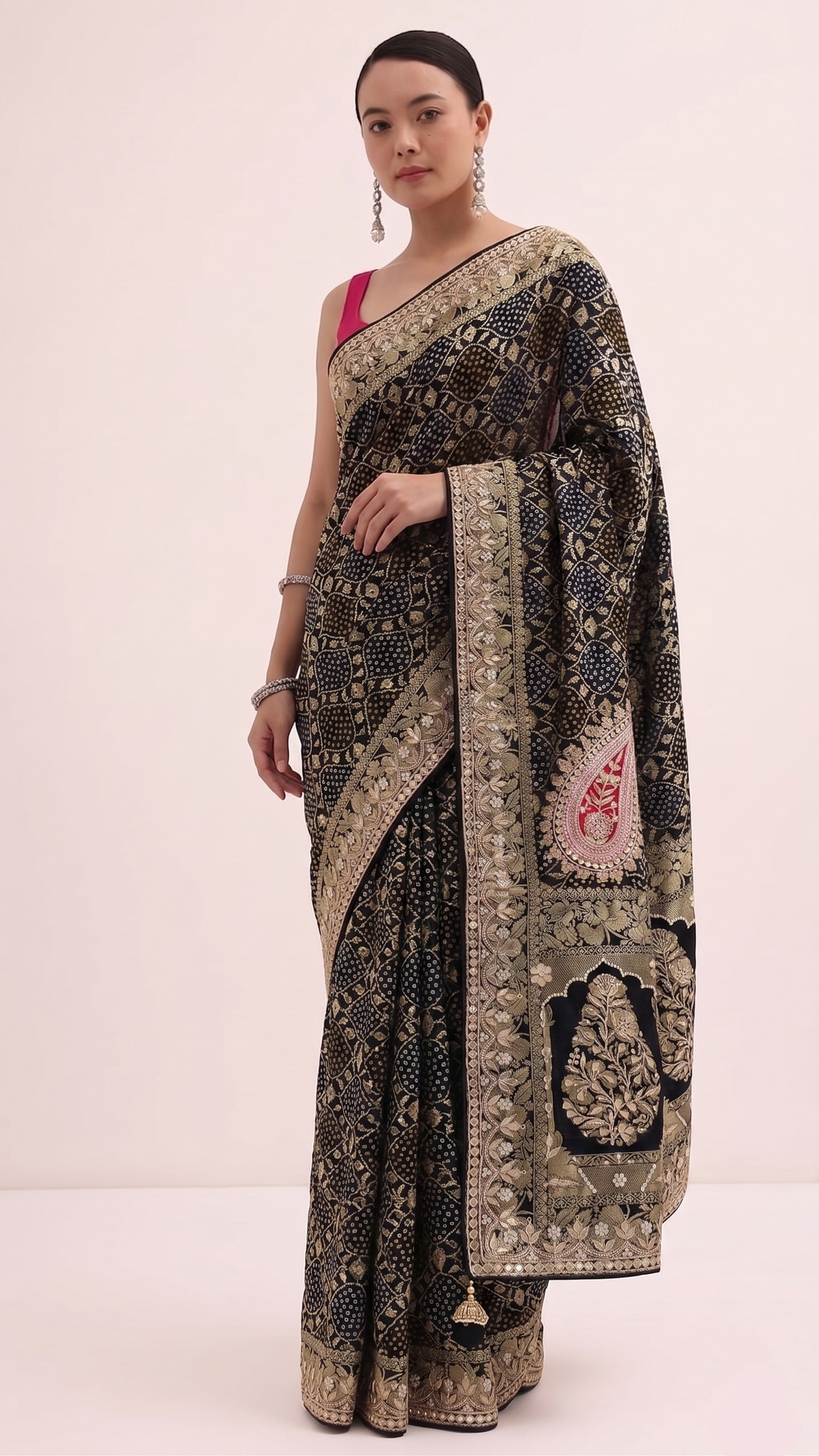 Zardozi Gotta Patti Pearl And Sequins On Khaddi Georgette Banarasi · 68 Artisan Hours of work · The Mehfil Edit