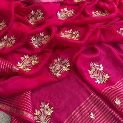 Crepe Banarasi Saree with Zardozi & Zarkan Embellishments