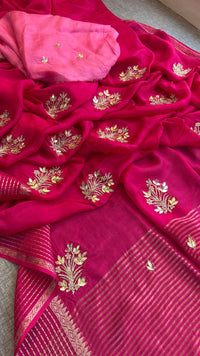 Crepe Banarasi Saree with Zardozi & Zarkan Embellishments