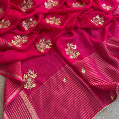Crepe Banarasi Saree with Zardozi & Zarkan Embellishments