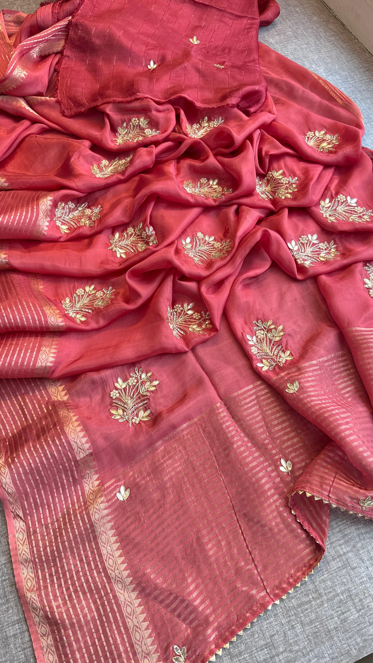 Crepe Banarasi Saree with Zardozi & Zarkan Embellishments