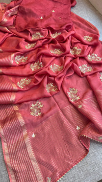 Crepe Banarasi Saree with Zardozi & Zarkan Embellishments