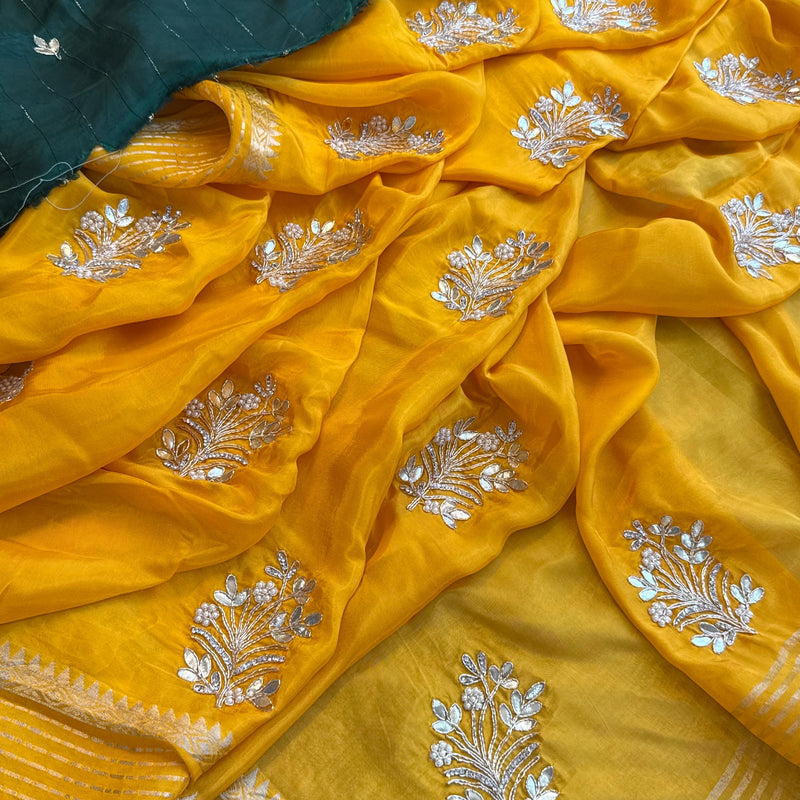 Crepe Banarasi Saree with Zardozi & Zarkan Embellishments