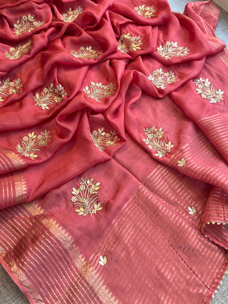 Crepe Banarasi Saree with Zardozi & Zarkan Embellishments